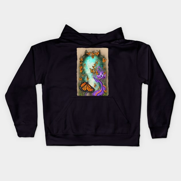 Dragon chasing butterflies Kids Hoodie by Parody-is-King